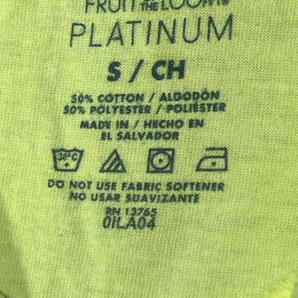 Fruit of the Loom Shirt Women's Small Neon Yellow Platinum Crew Short Sleeve Tee - Picture 5 of 9